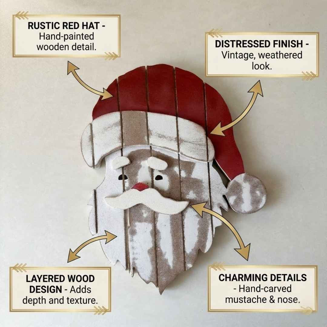 Rustic Wooden Santa Wall Hanging