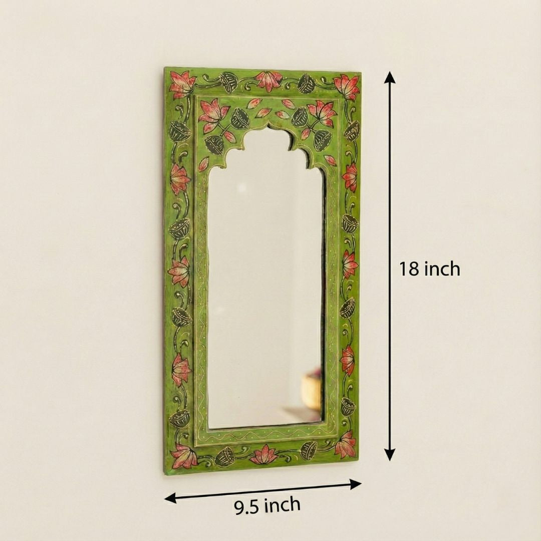 Tropical Green Handpainted Wooden Mirror