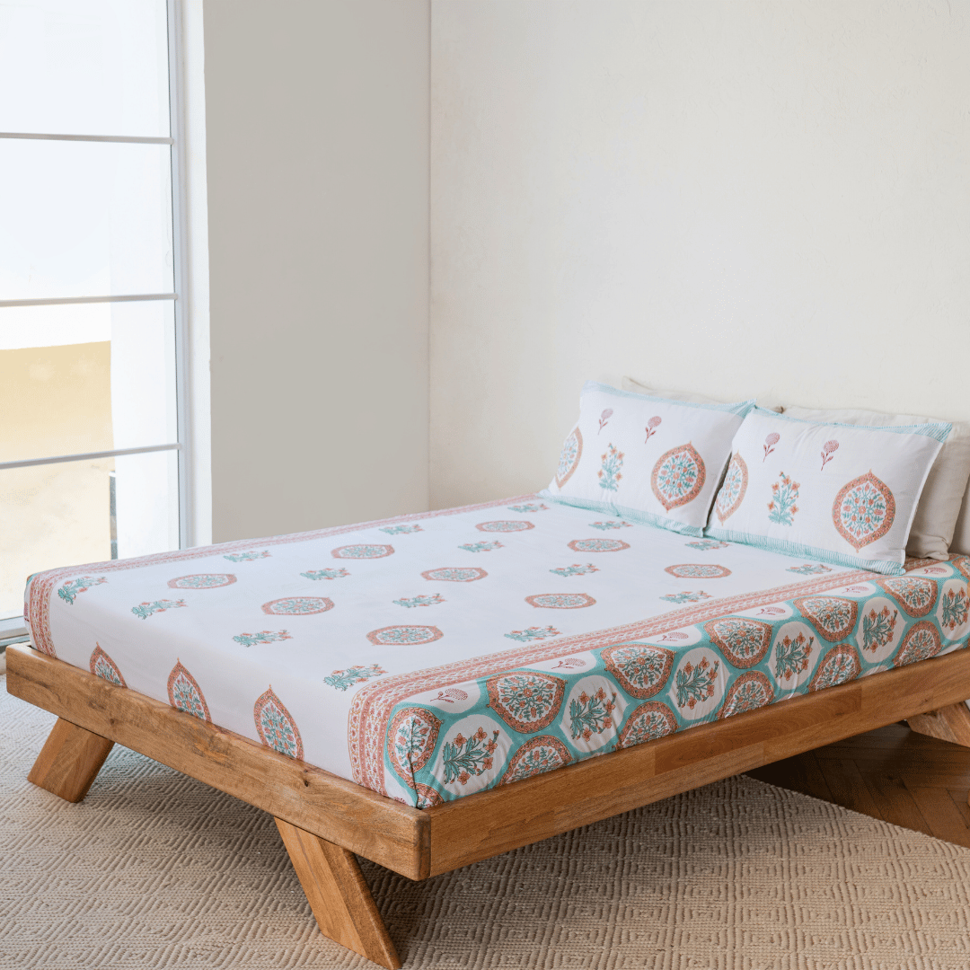 Atrangi Studio Bageecha Rangeen Block Print Double Bed Bedsheet