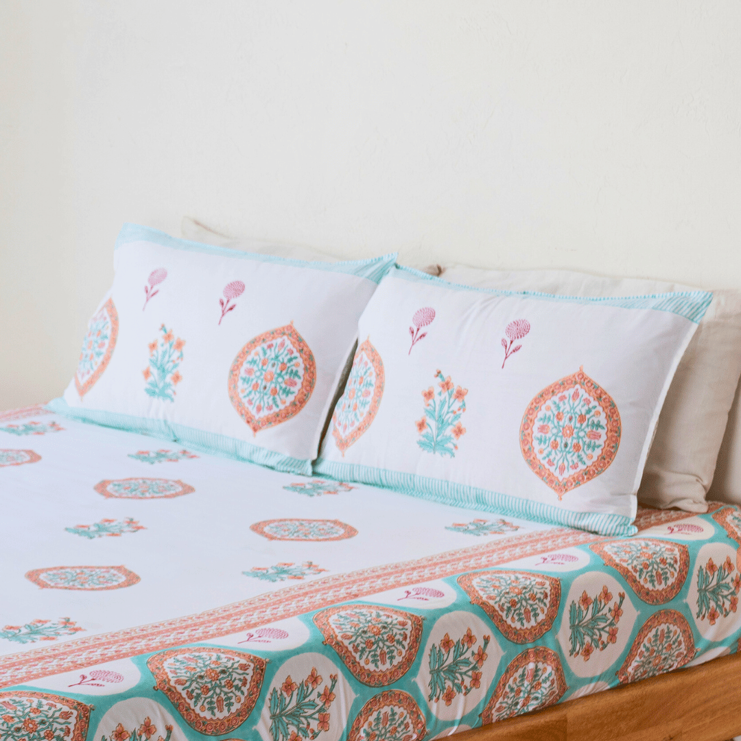 Atrangi Studio Bageecha Rangeen Block Print Double Bed Bedsheet