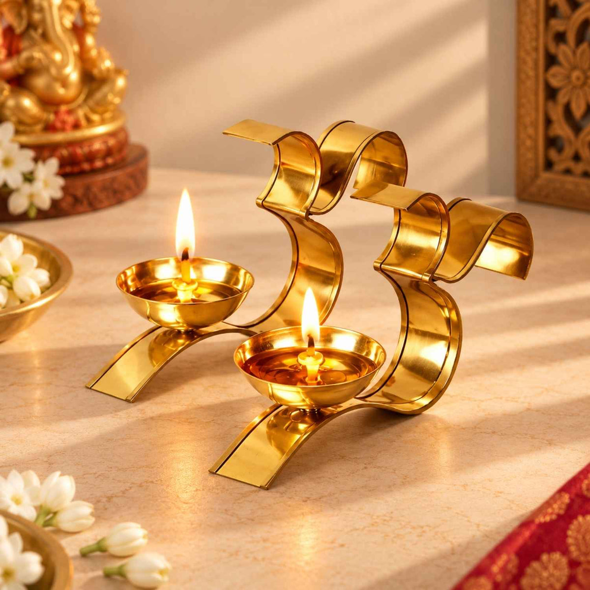Om Brass Diya (Set Of 2)