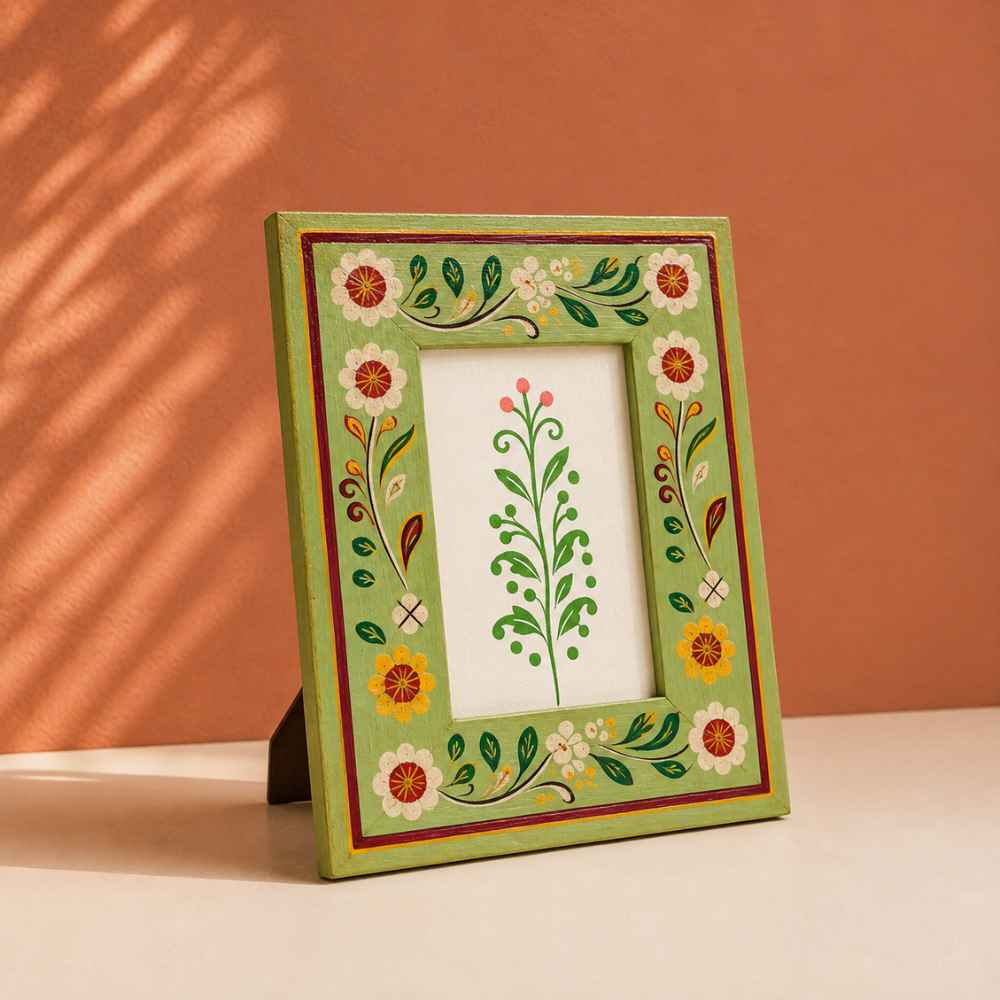 Green Meadow handpainted floral photo frame