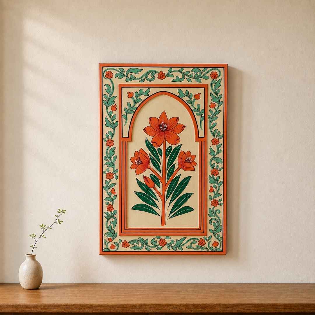 Kesari - Saffron Handpainted Wooden Frame (18x12 inch)