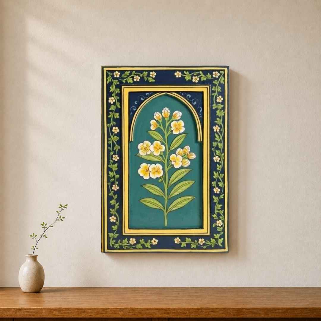 Chameli - Indigo Handpainted Wooden Frame (18x12 inch)