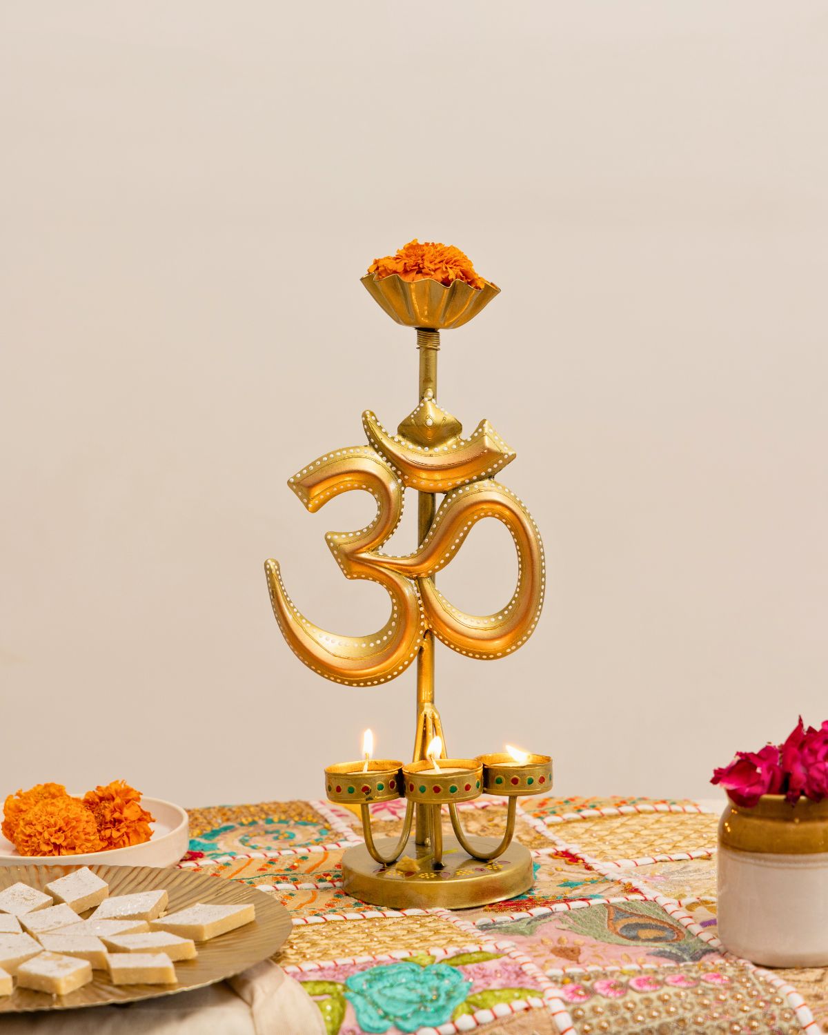 Om Iron Tealight Holder