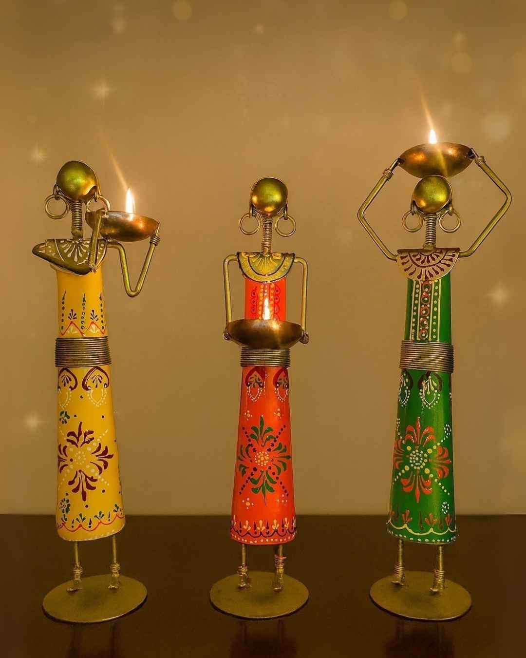 Tribal Lady Tealight Holders (Set Of 3)
