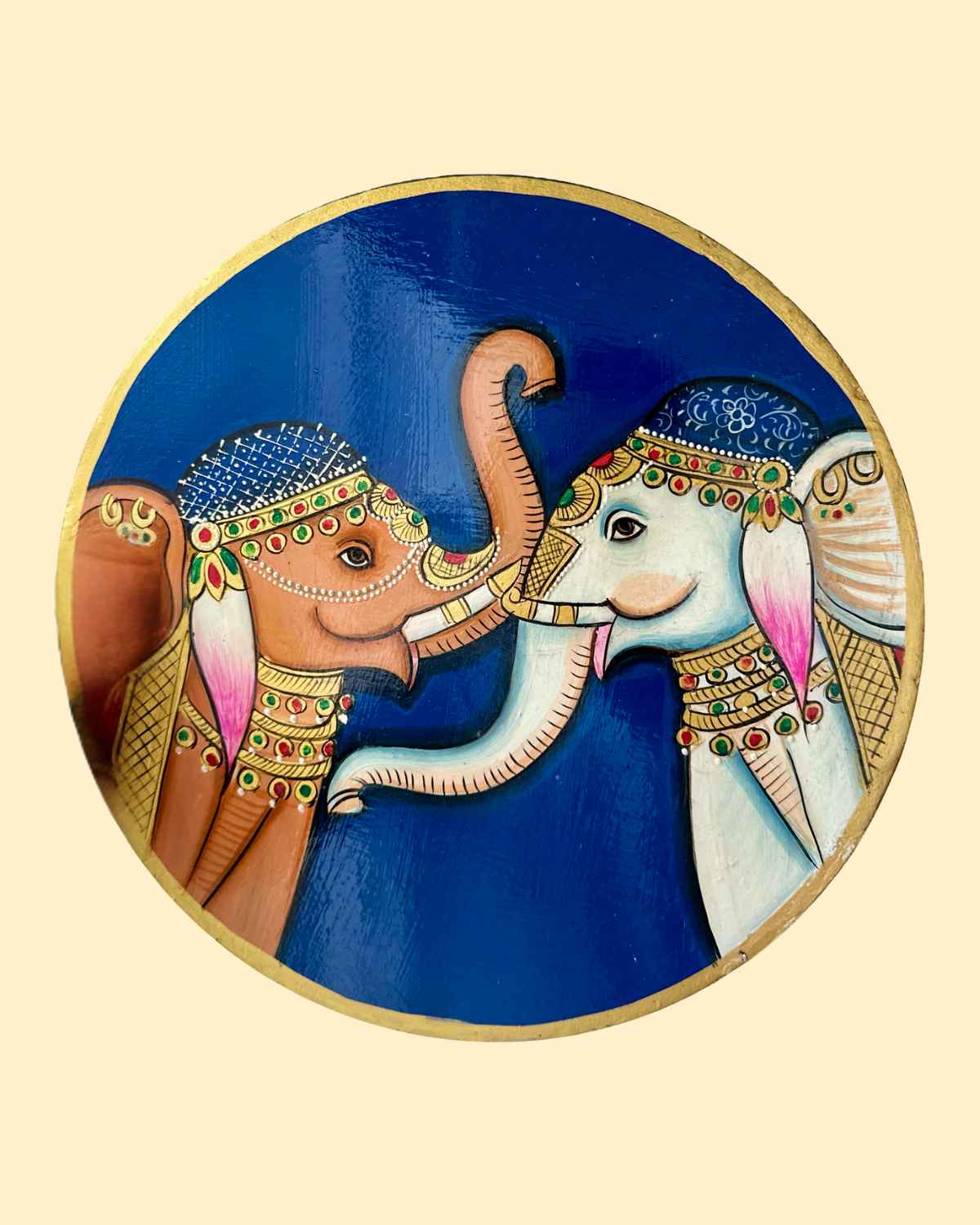 Royal Elephants Pichwai Wall Plate