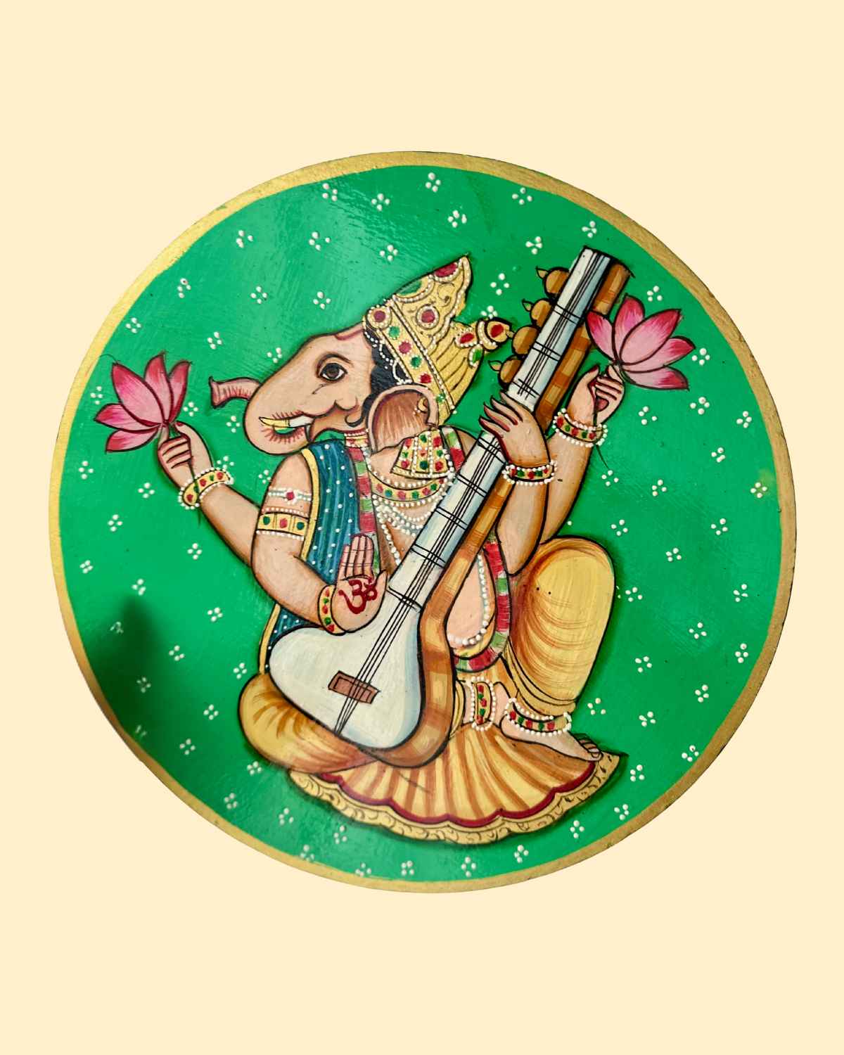 Veena Ganesha Pichwai Wall Plate