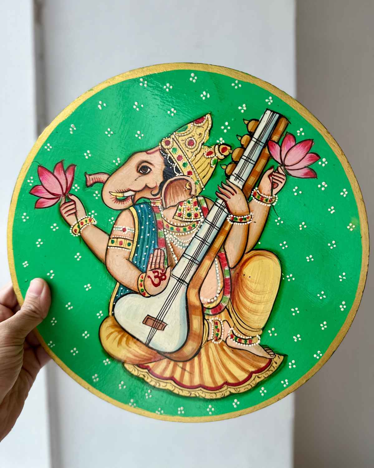 Veena Ganesha Pichwai Wall Plate