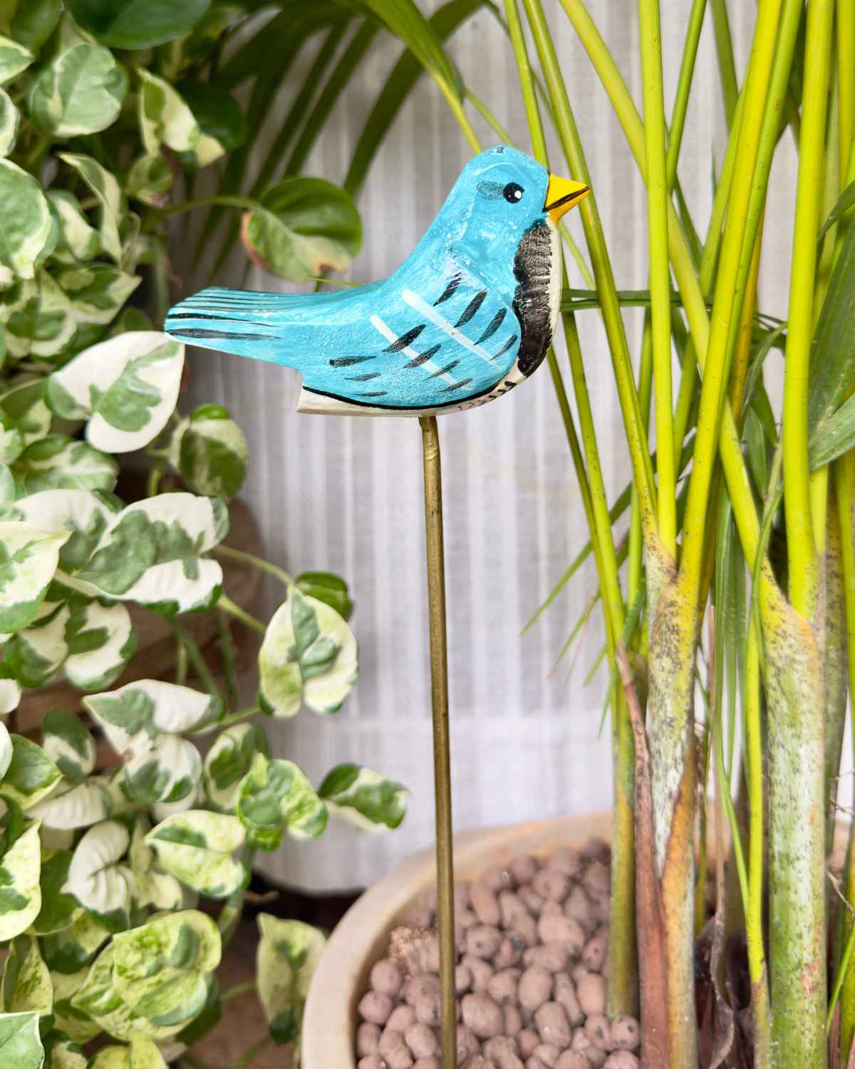 Blue Bird Wooden Garden Stake (Set Of 3)