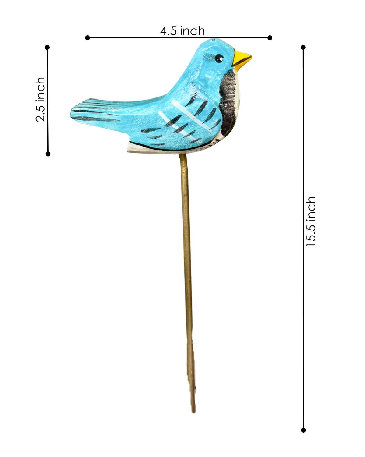 Blue Bird Wooden Garden Stake (Set Of 3)