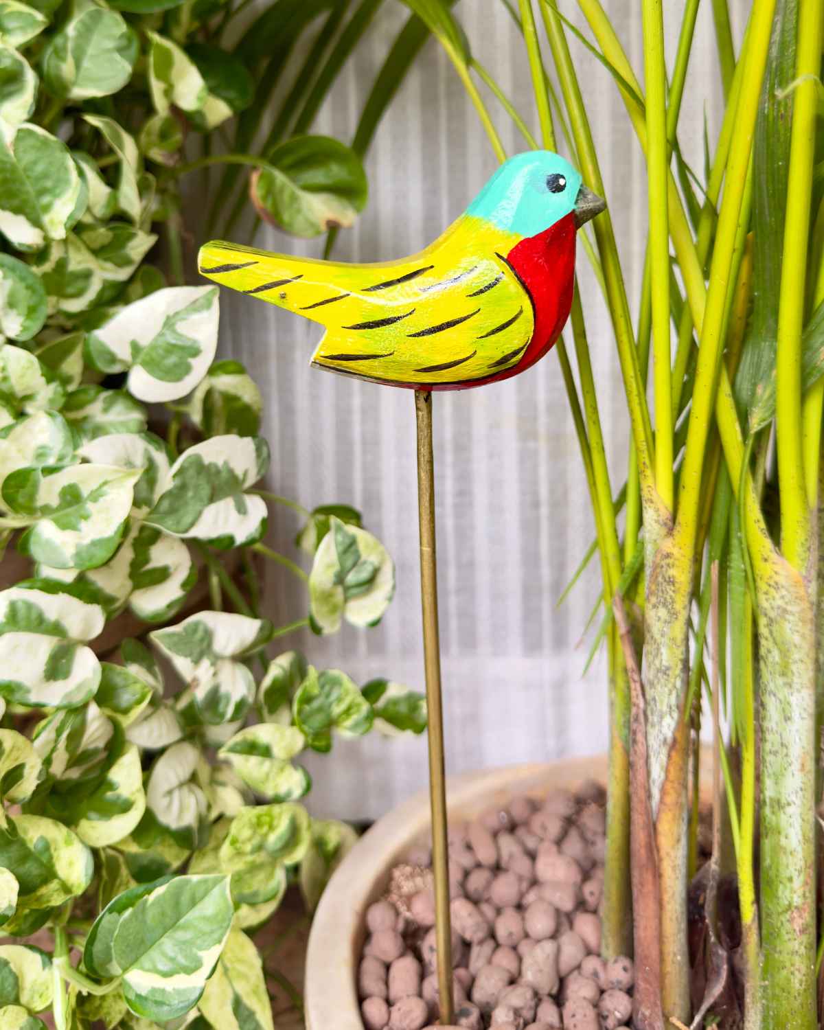 Green Bird Wooden Garden Stake (Set Of 3)