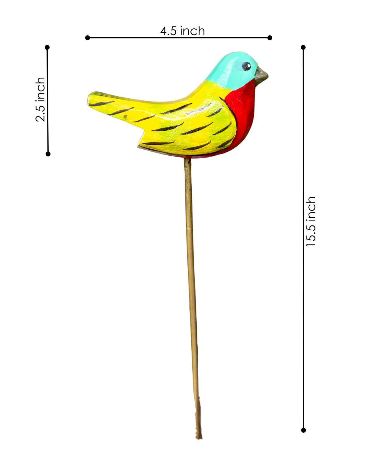 Green Bird Wooden Garden Stake (Set Of 3)