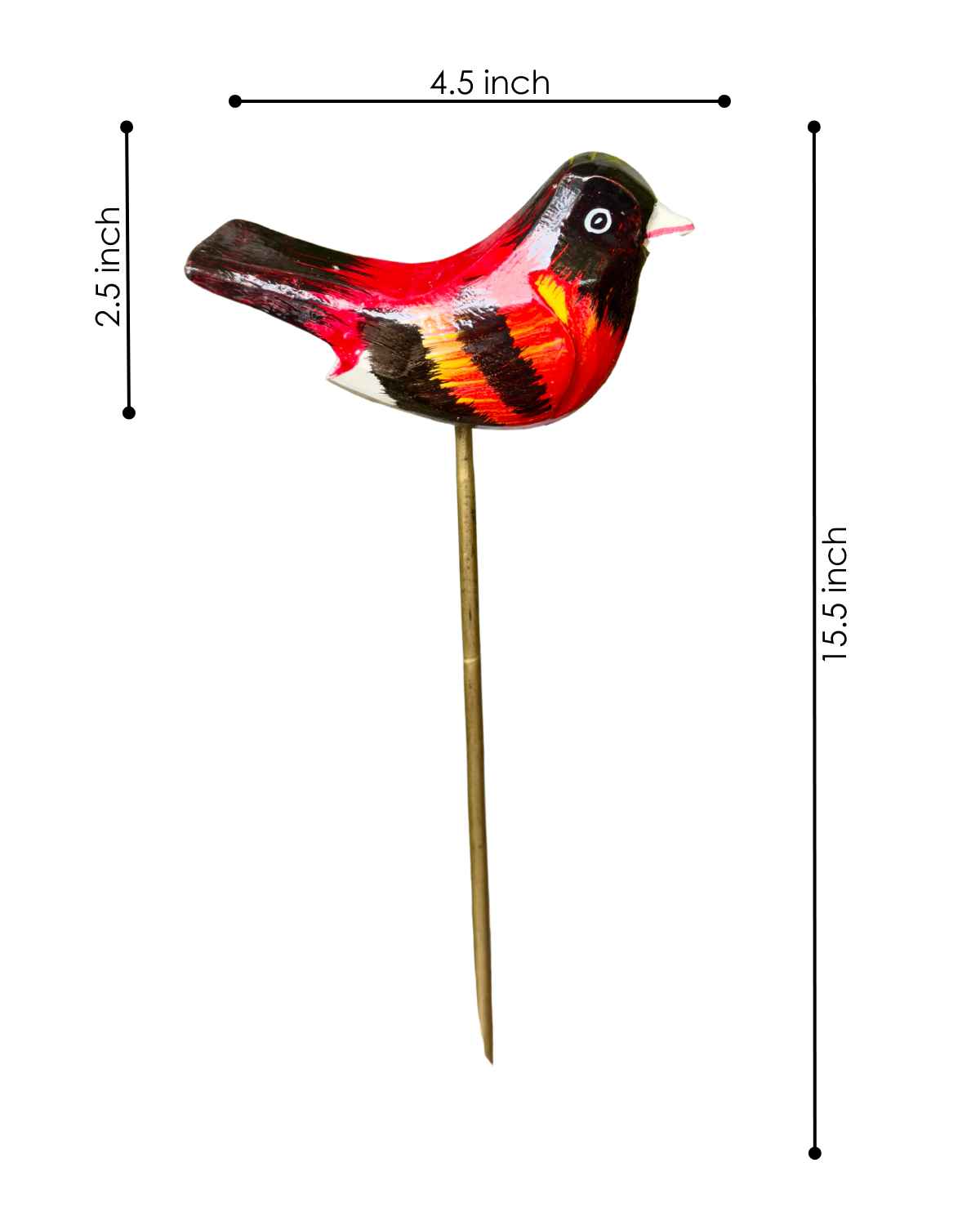Red Bird Wooden Garden Stake (Set Of 3)