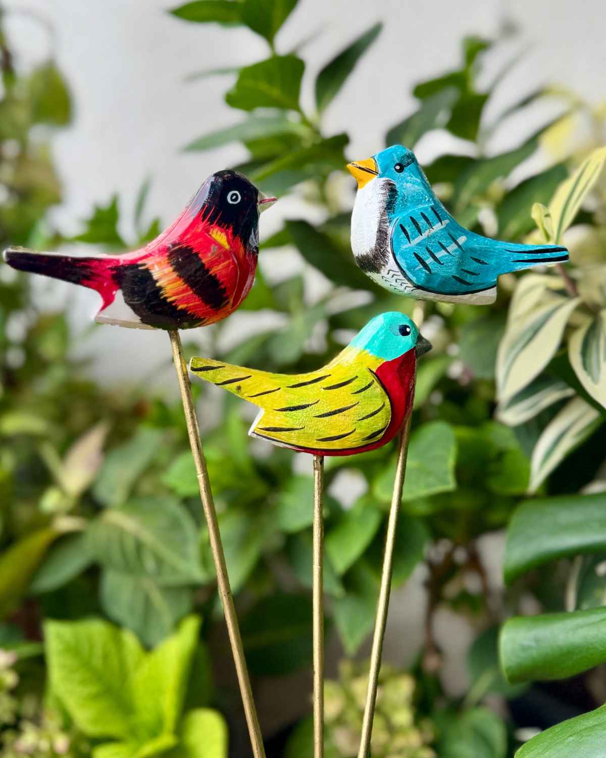 Assorted Bird Wooden Garden Stake (Set Of 3)