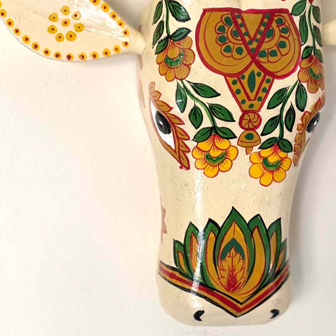 Ivory Cow Wall Decor Handpainted