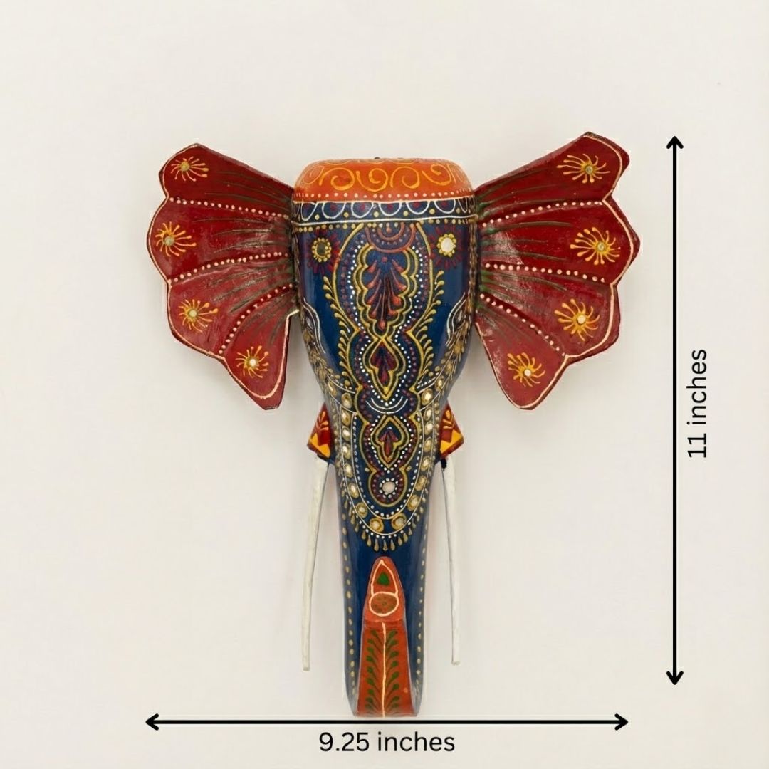 Blue Handpainted Elephant Wall Decor