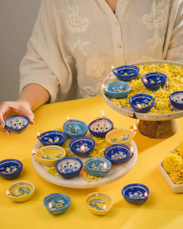 Blue Pottery Diyas
