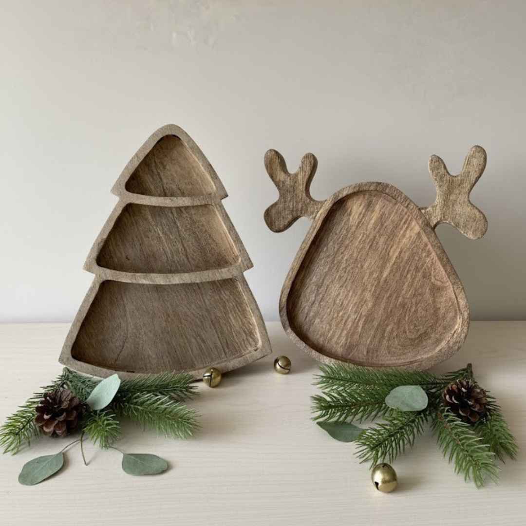 Holiday Wooden Platter (Set Of 2)