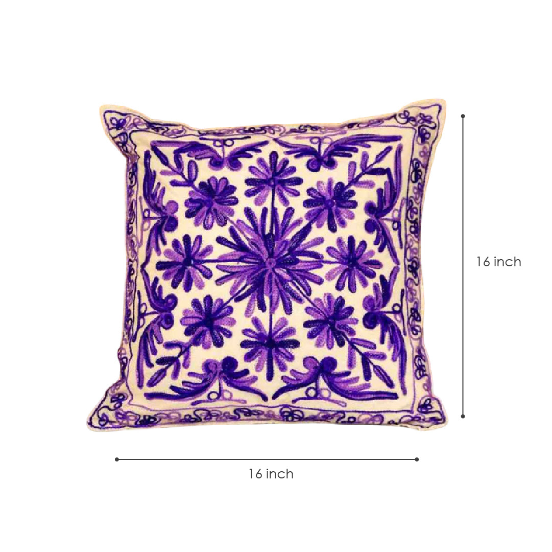 Violet Vibes Embroidery Cushion Cover (Set of 2)