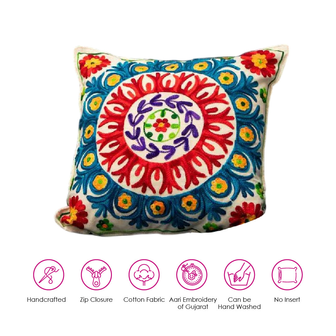 Magic Mandala Aari Embroidery Cushion Cover (Set of 2)