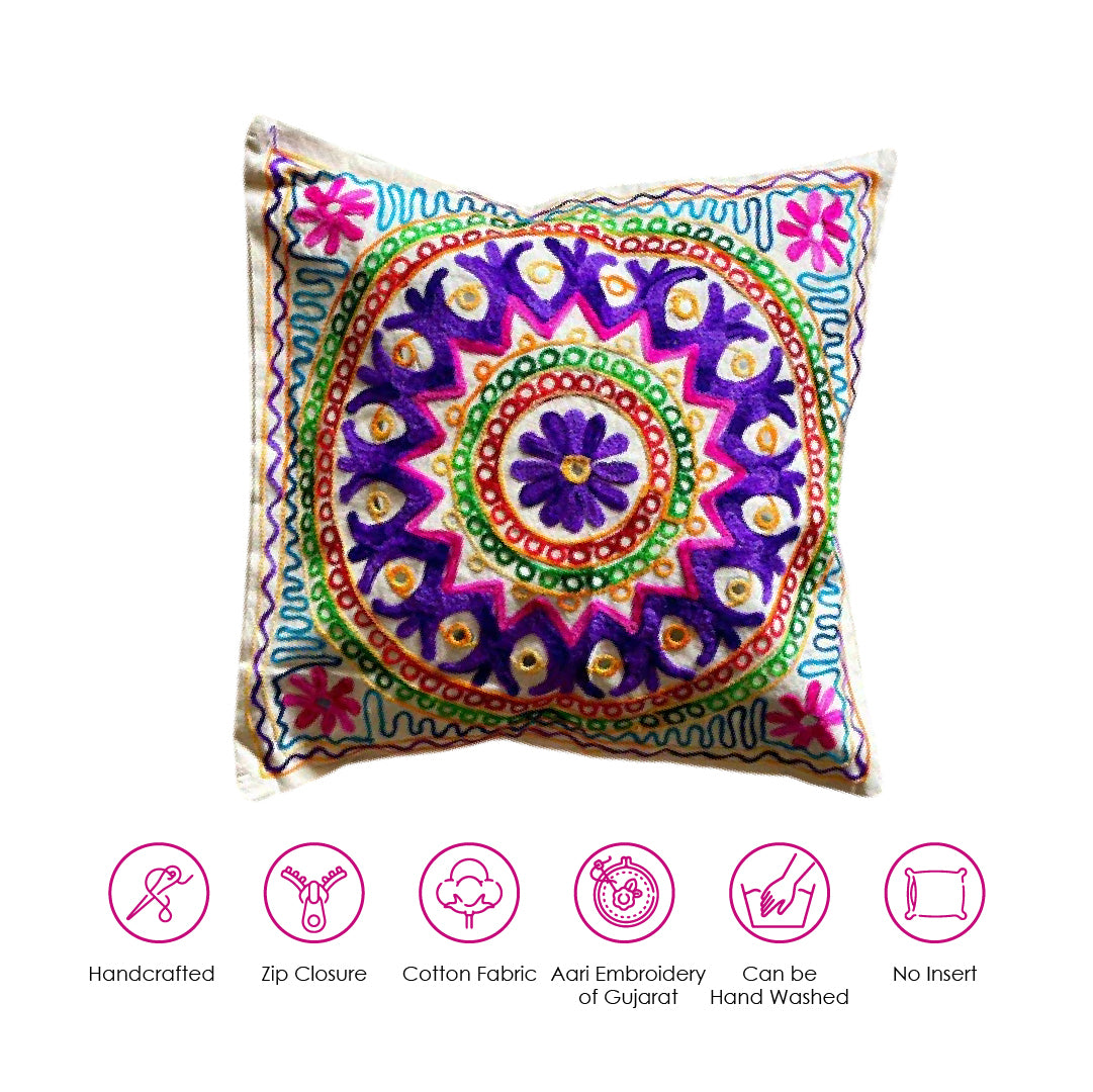 Mandala Aari Embroidery Cushion Cover (Set of 2)