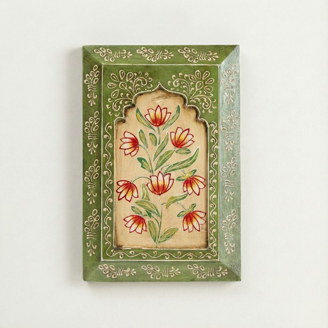 Green Handpainted Wooden Wall Frame (12x8 inch)