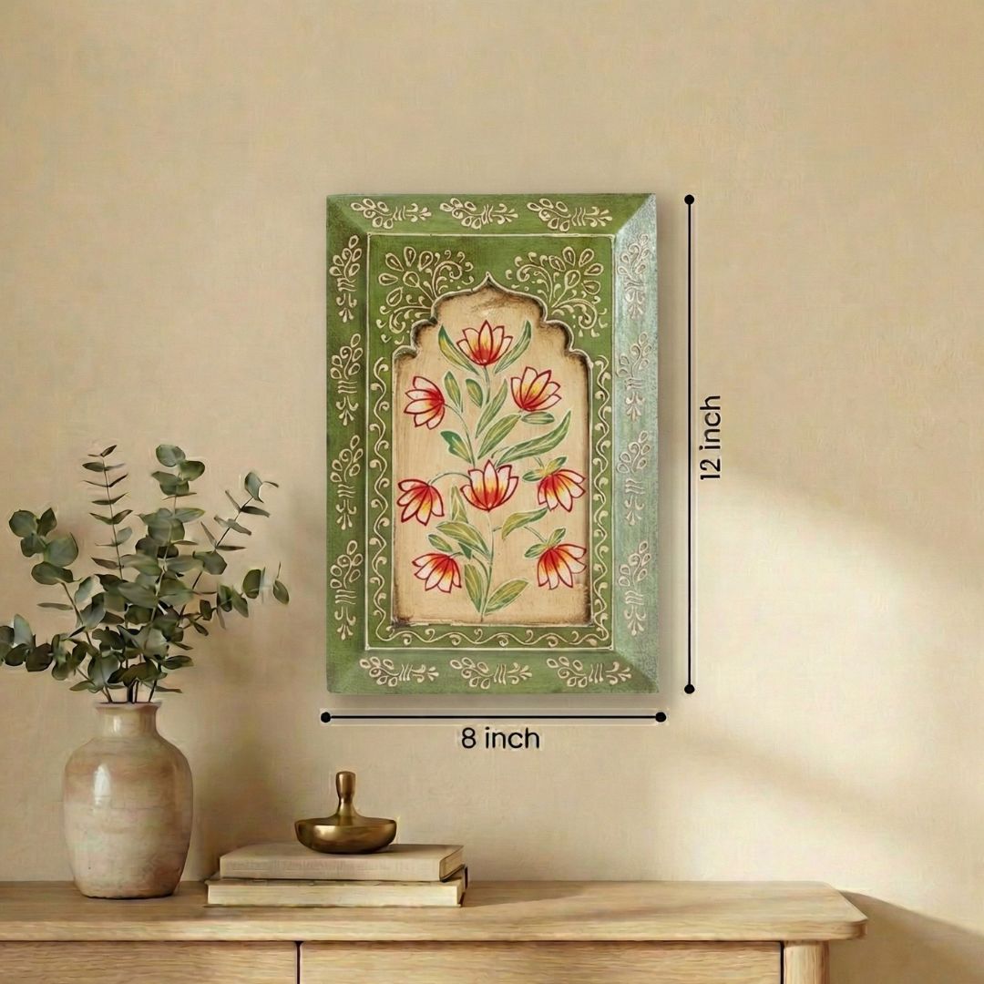 Green Handpainted Wooden Wall Frame (12x8 inch)