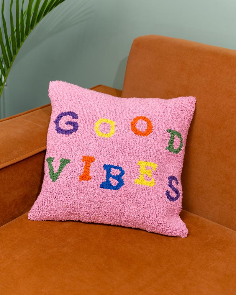 Atrangi Studio Good Vibes Tufted Cushion Cover 