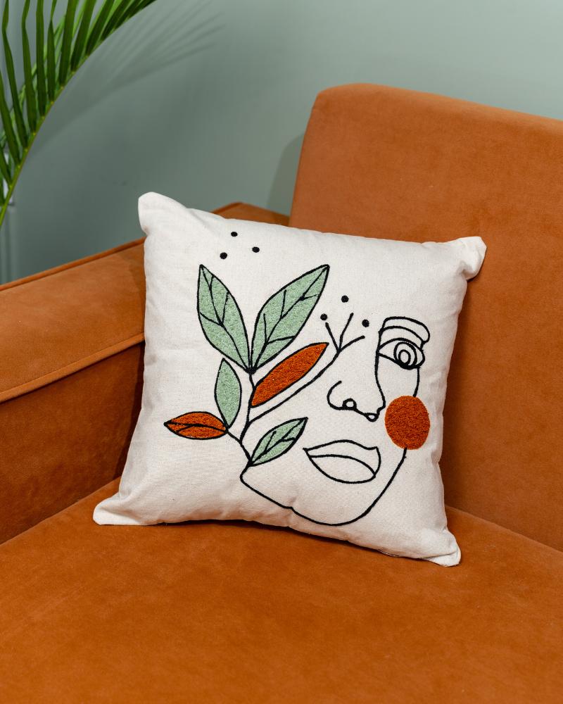 Atrangi Studio Leaves of Love Tufted Cushion Cover