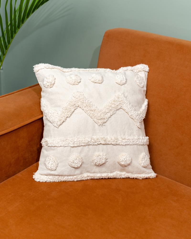 Atrangi Studio Out of the Beige Tufted Cushion Cover