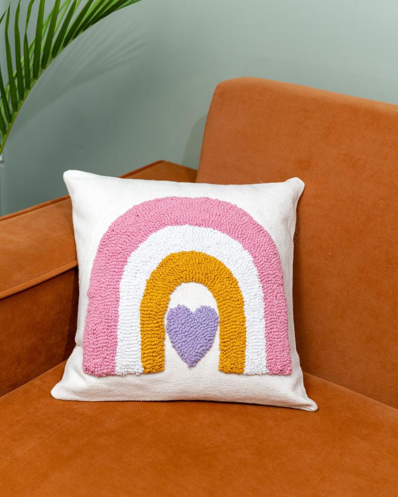 Atrangi Studio Rainbow of Love Tufted Cushion Cover