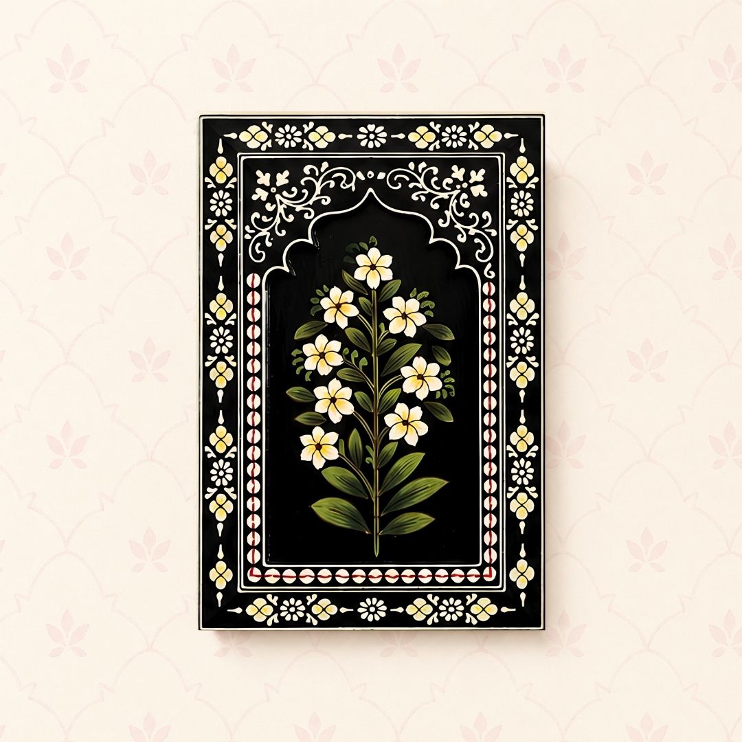 Indigo Bloom Handpainted Wooden Wall Frames (Set Of 3) (12x8 inch)