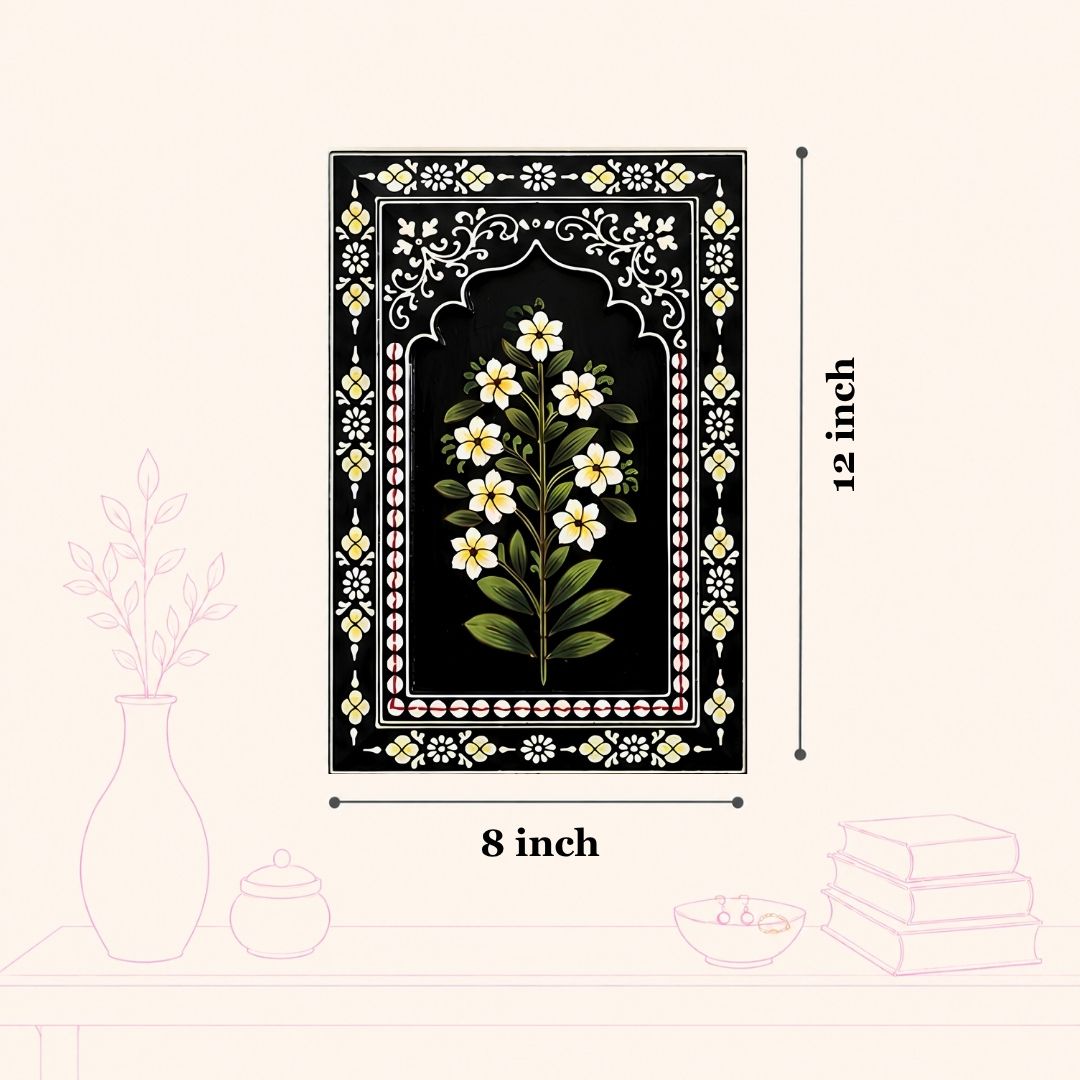 Indigo Bloom Handpainted Wooden Wall Frames (Set Of 3) (12x8 inch)