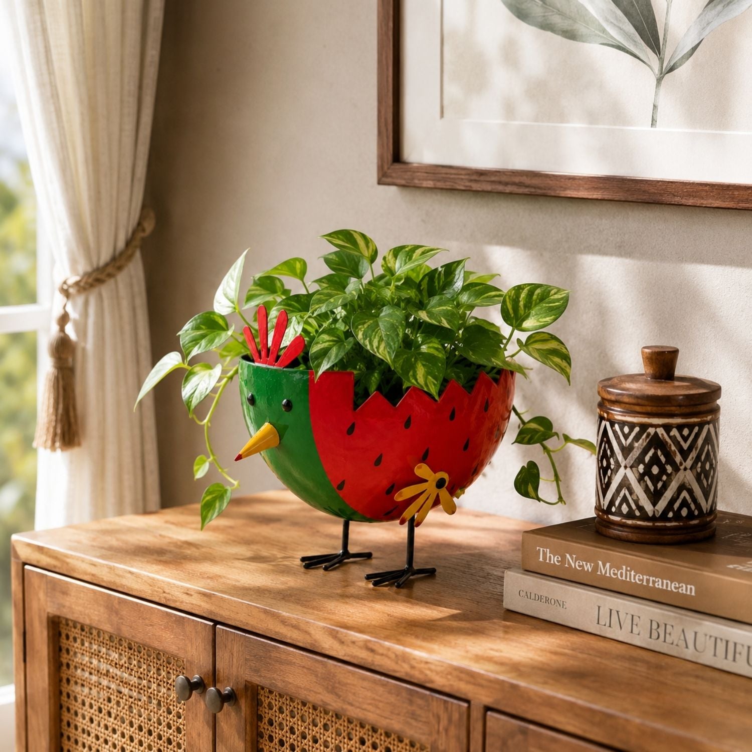 Mr. Melon Handpainted Metal Planter