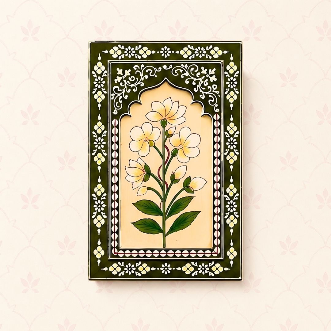 Olive Bloom Handpainted Wooden Wall Frames (Set Of 3) (12x8 inch)