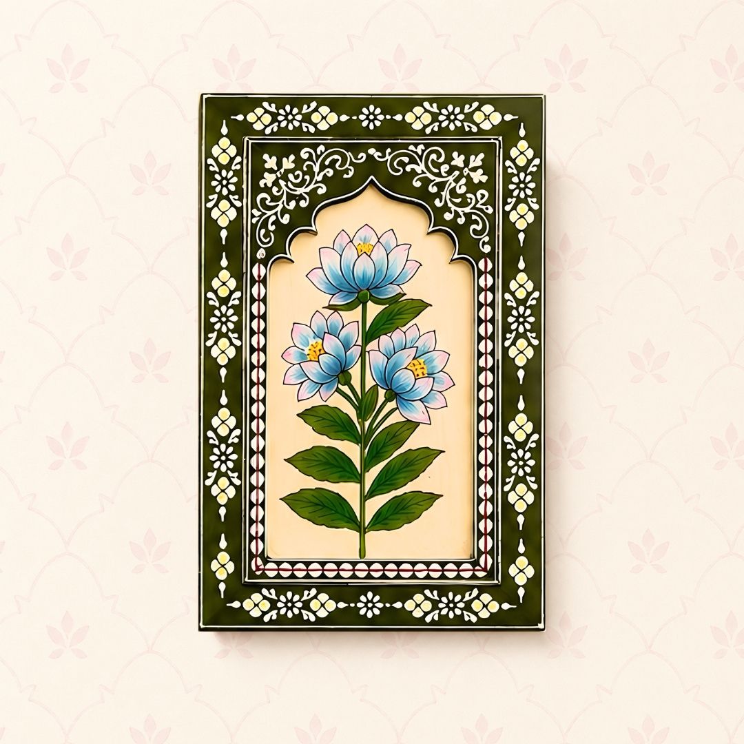 Olive Bloom Handpainted Wooden Wall Frames (Set Of 3) (12x8 inch)