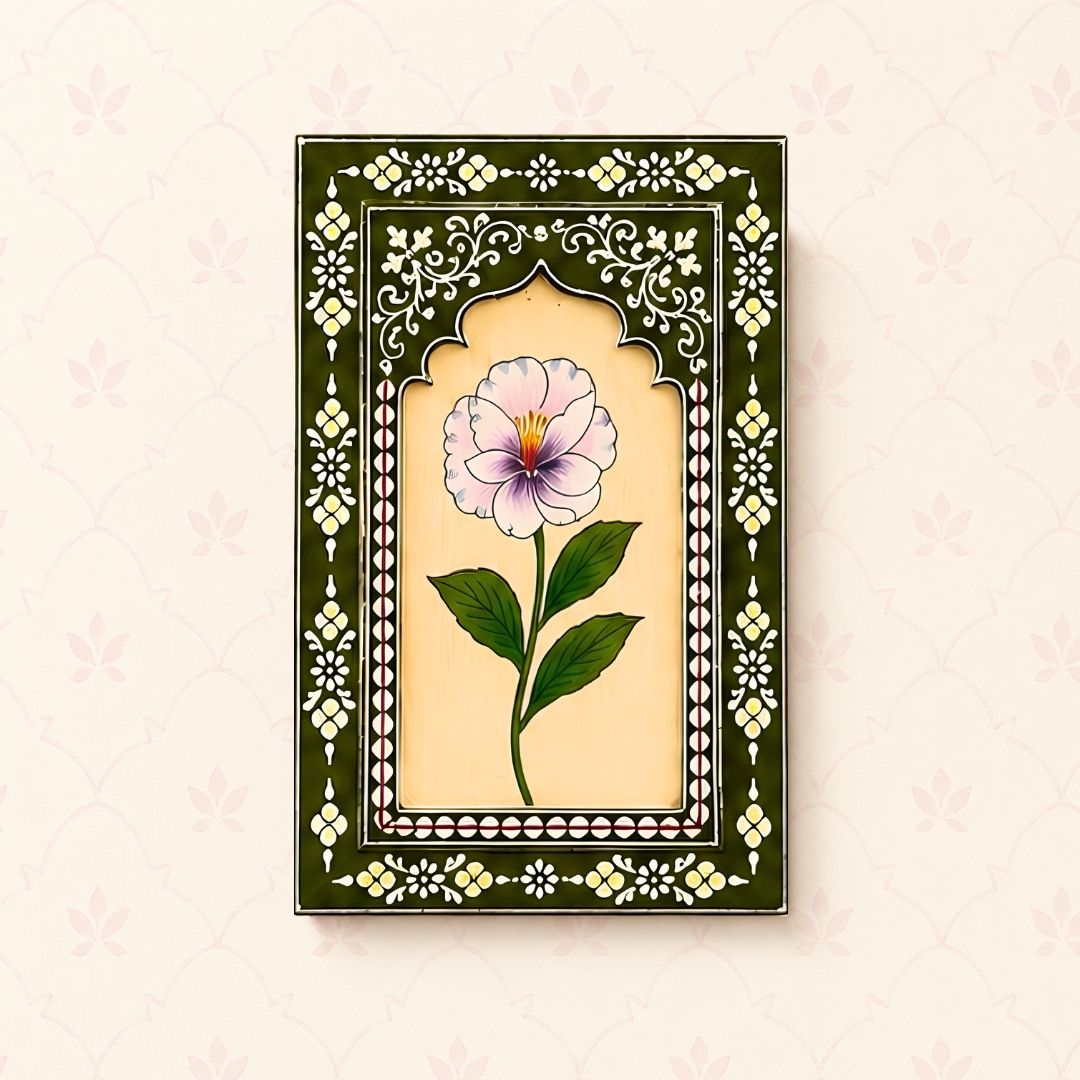Olive Bloom Handpainted Wooden Wall Frames (Set Of 3) (12x8 inch)