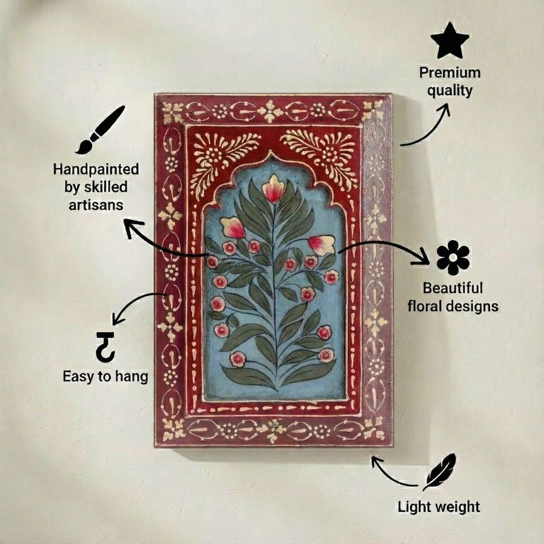 Red Handpainted Wooden Wall Frame (12x8 inch)