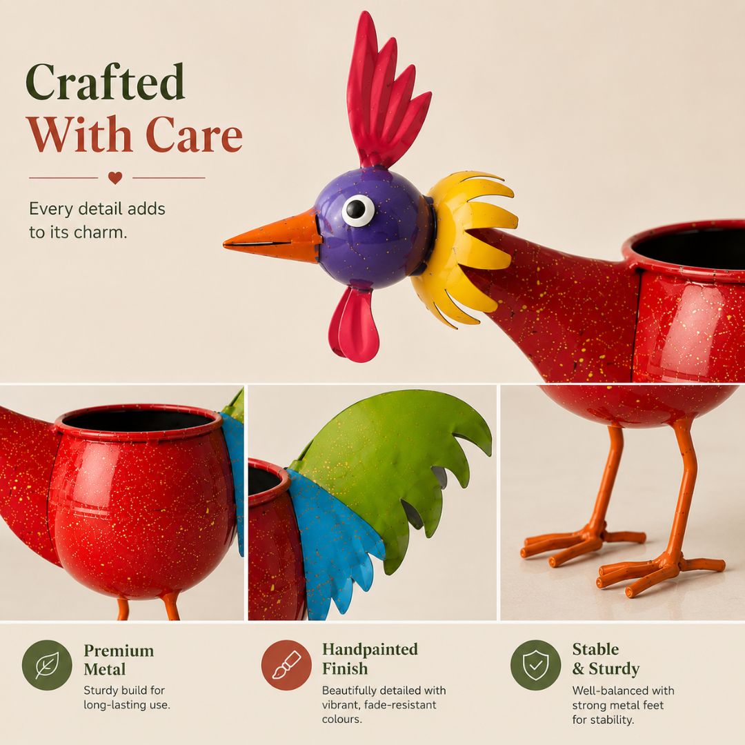 Quirky Planter Duo - Rooster & Mr. Melon
