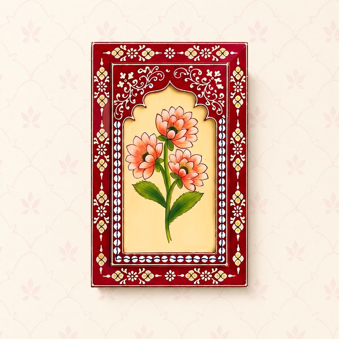 Ruby Bloom Handpainted Wooden Wall Frames (Set Of 3) (12x8 inch)