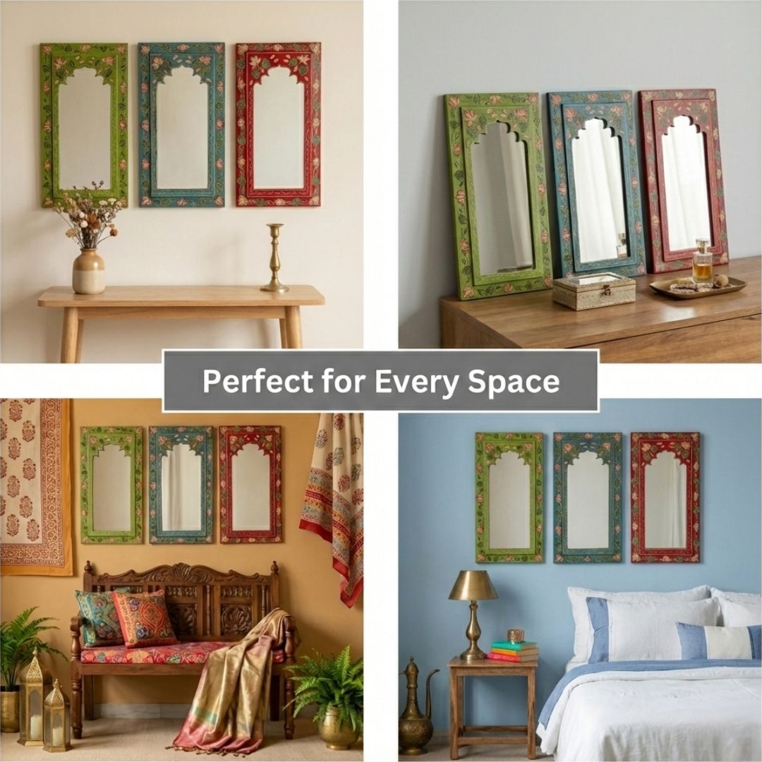 Set of 3 Wooden Mirrors