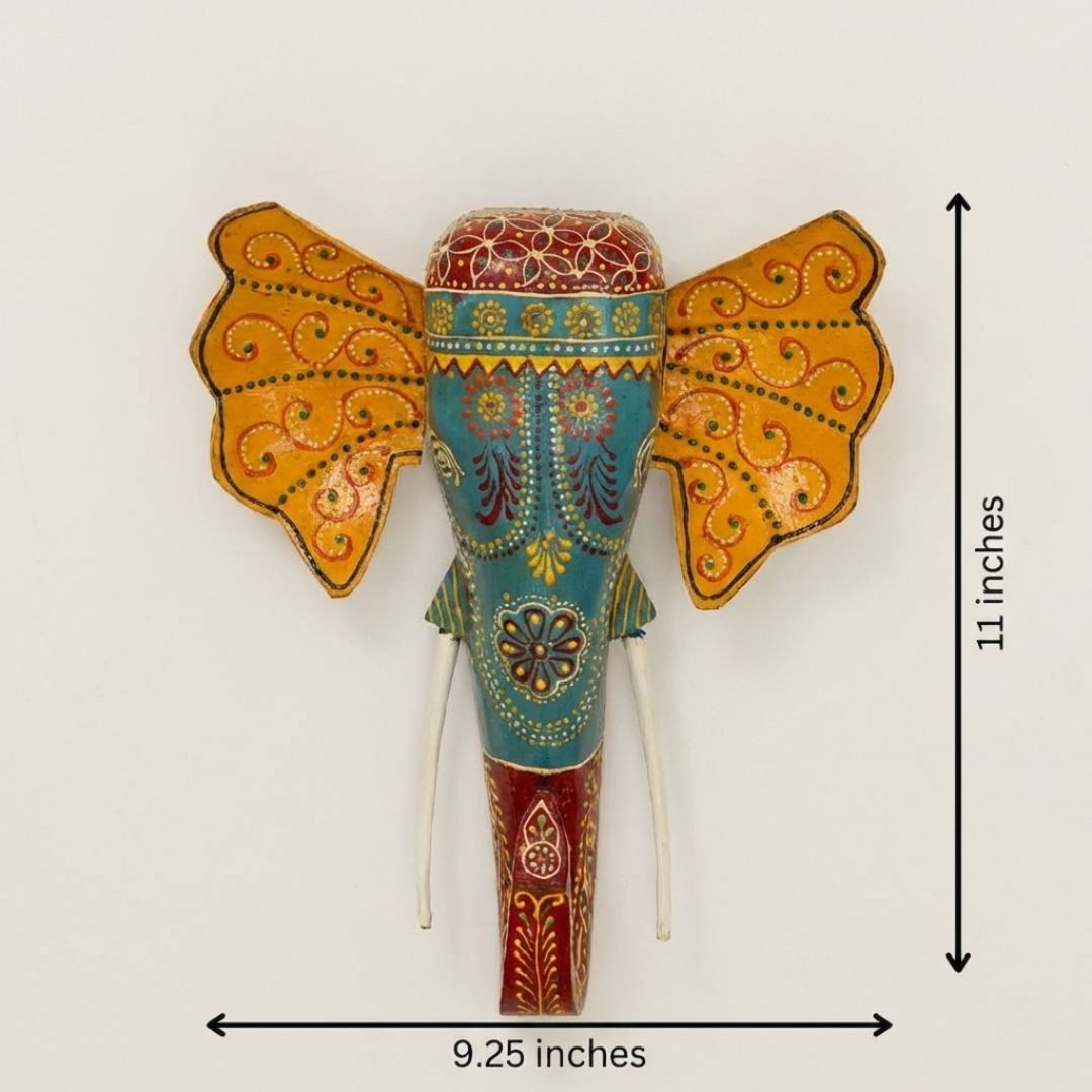 Turquoise Handpainted Elephant Wall Decor