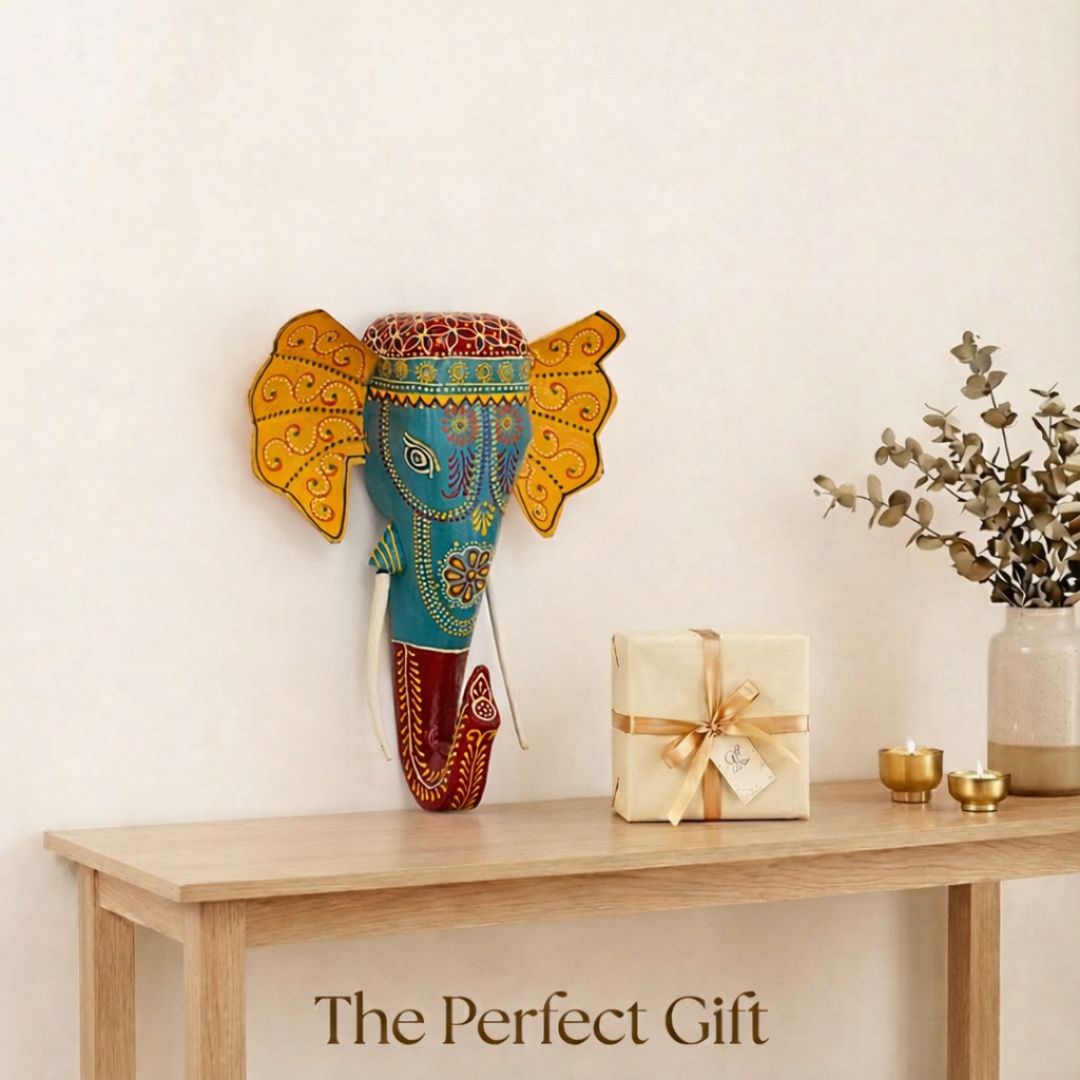 Turquoise Handpainted Elephant Wall Decor
