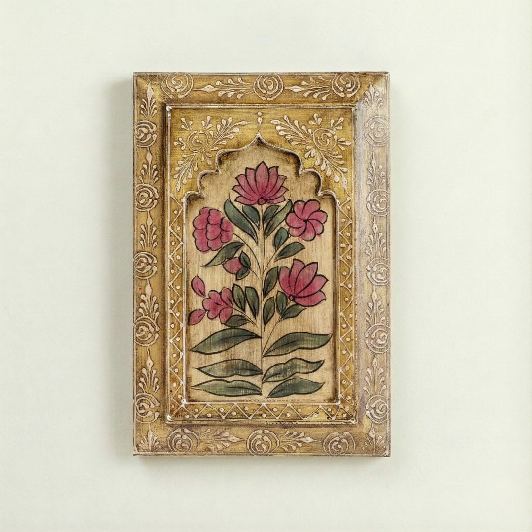 Yellow Handpainted Wooden Wall Frame (12x8 inch)