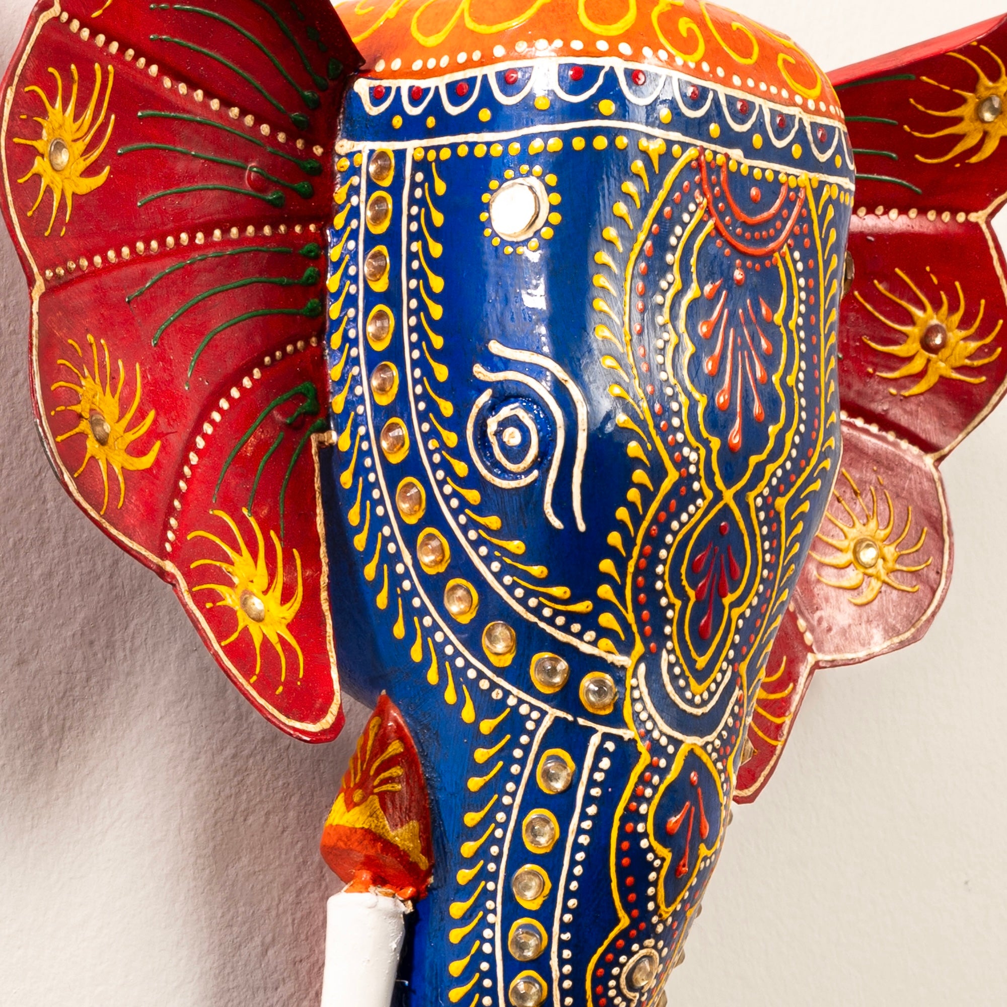 Blue Handpainted Elephant Wall Decor