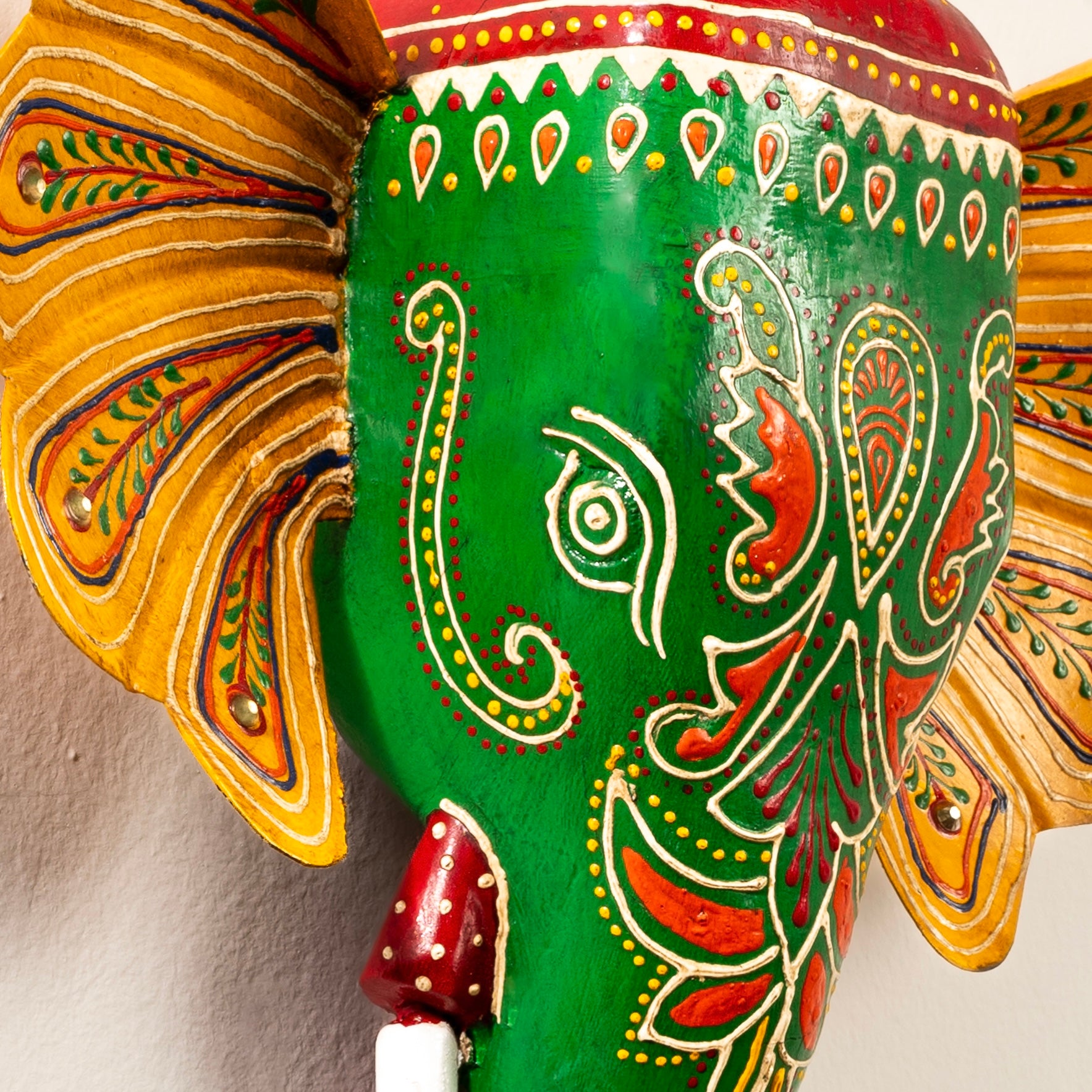 Green Handpainted Elephant Wall Decor