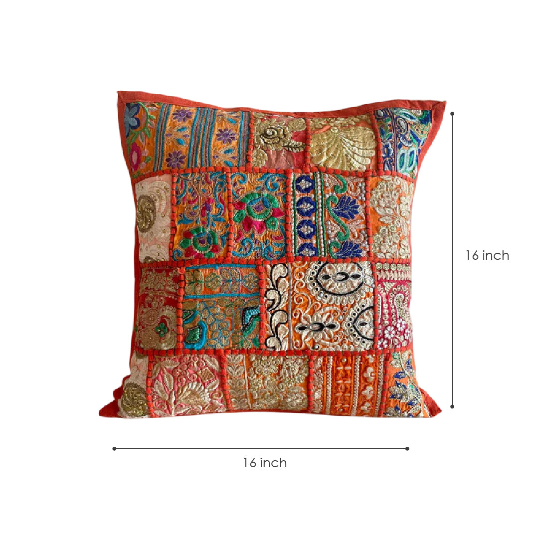 Orange Patchwork Cushion Cover (Set of 2)