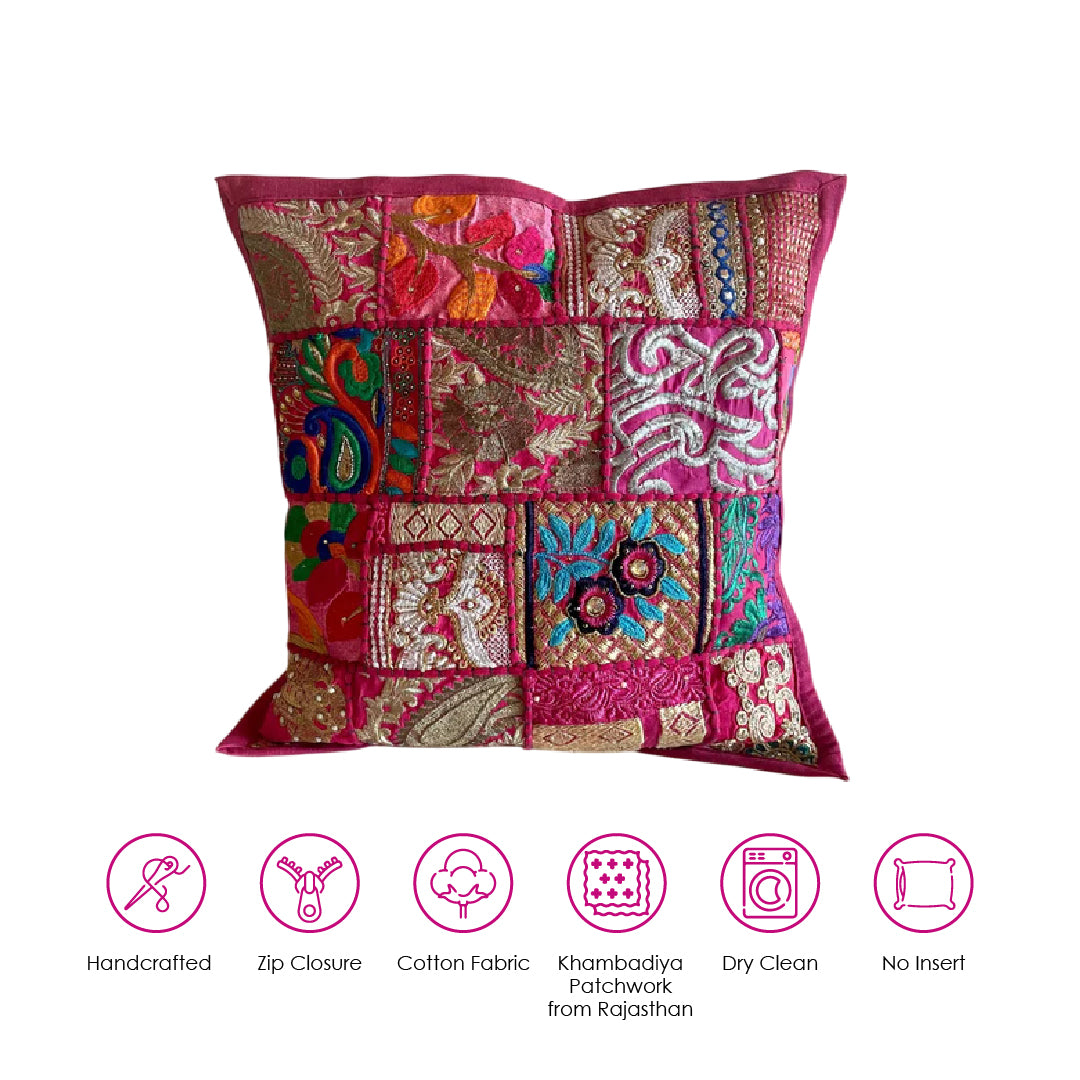 Pink Patchwork Cushion Cover (Set of 2)