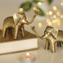 Load image into Gallery viewer, Atrangi Elephant Pair - Gold Colour - Dhokra Table Decor
